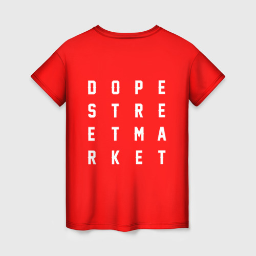 Женская футболка 3D с принтом Узор Red Jorman Air (Dope Street Market), вид сзади #1