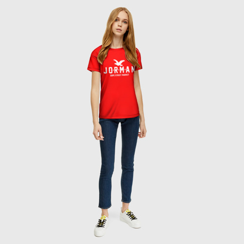 Женская футболка 3D с принтом Узор Red Jorman Air (Dope Street Market), вид сбоку #3