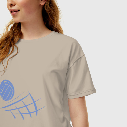 Женская футболка хлопок Oversize Volleyball Block, цвет миндальный - фото 3