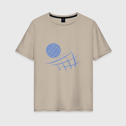 Женская футболка хлопок Oversize Volleyball Block, цвет миндальный