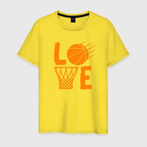 Мужская футболка хлопок Love Basketball люблю баскетбол, цвет желтый