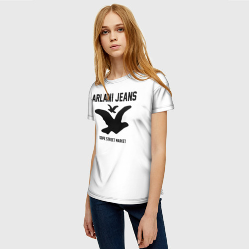 Женская футболка 3D с принтом Узор White Orlani Jeans (Dope Street Market), фото на моделе #1