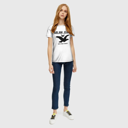 Женская футболка 3D с принтом Узор White Orlani Jeans (Dope Street Market), вид сбоку #3