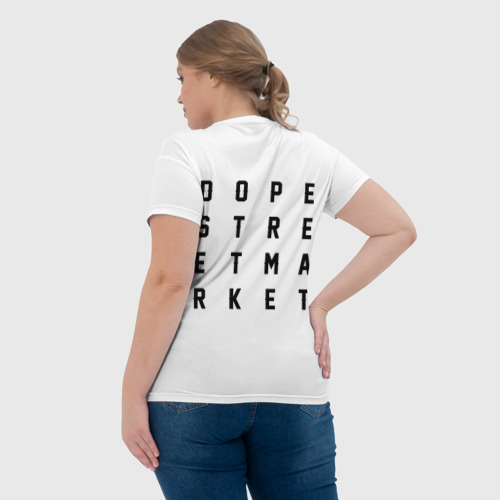 Женская футболка 3D с принтом Узор White Orlani Jeans (Dope Street Market), вид сзади #2