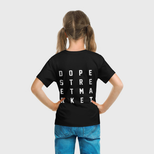 Детская футболка 3D с принтом Узор Black Orlani Jeans (Dope Street Market), вид сзади #2