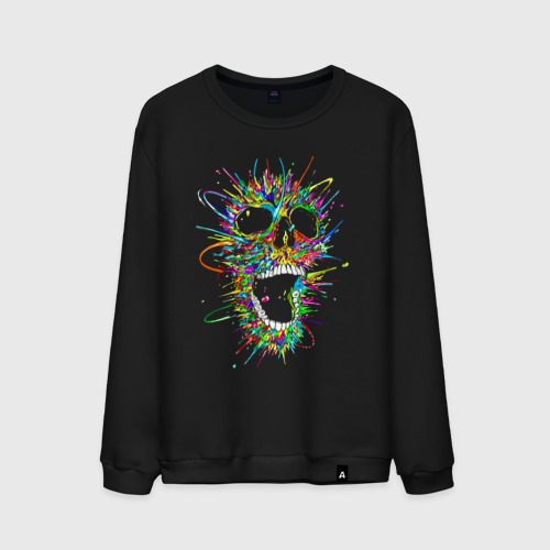 Мужской свитшот хлопок Color skull Neon, цвет черный