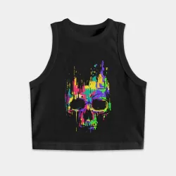 Женская укороченная майка-топ хлопок Color skull Neon Vanguard