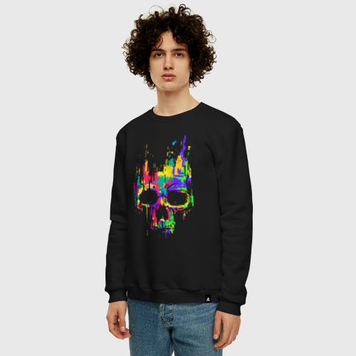 Мужской свитшот хлопок Color skull Neon Vanguard, цвет черный - фото 3