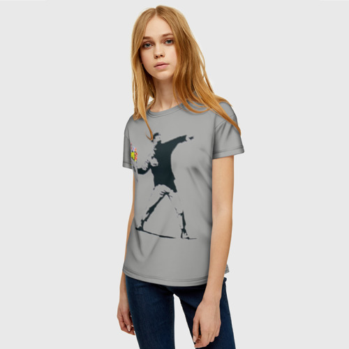 Женская футболка 3D с принтом Flower thrower, фото на моделе #1