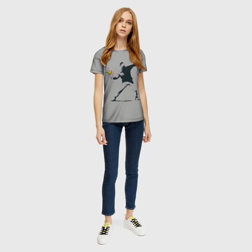 Женская футболка 3D с принтом Flower thrower, вид сбоку #3