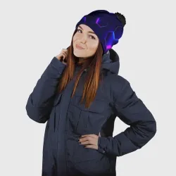 Шапка 3D c помпоном Соты - неон - фото 2