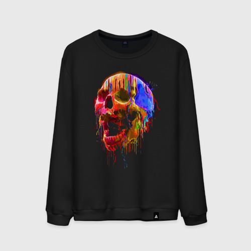 Мужской свитшот хлопок Color skull Neon Fashion, цвет черный