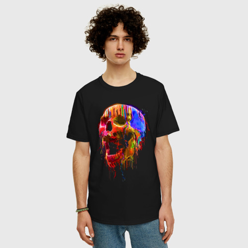 Мужская футболка хлопок Oversize Color skull Neon Fashion - фото 3