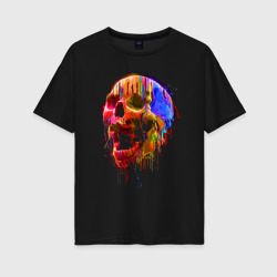 Женская футболка хлопок Oversize Color skull Neon Fashion