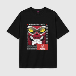 Женская футболка Oversize хлопок texturе Gurren Lagann face