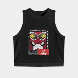 Женская укороченная майка-топ хлопок Gurren Lagann face