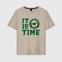 Женская футболка хлопок Oversize It is Minnesota Wild Time