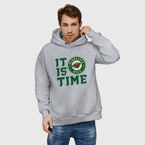 Мужское худи Oversize хлопок It is Minnesota Wild Time, цвет меланж - фото 3