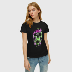 Женская футболка хлопок Skull & Butterfly Neon - фото 2