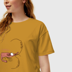 Женская футболка хлопок Oversize Смешная креветка "йа криведко" - фото 2