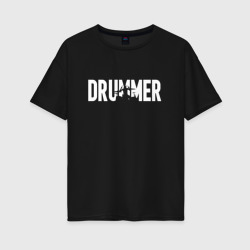 Женская футболка хлопок Oversize Барабанщик drummer