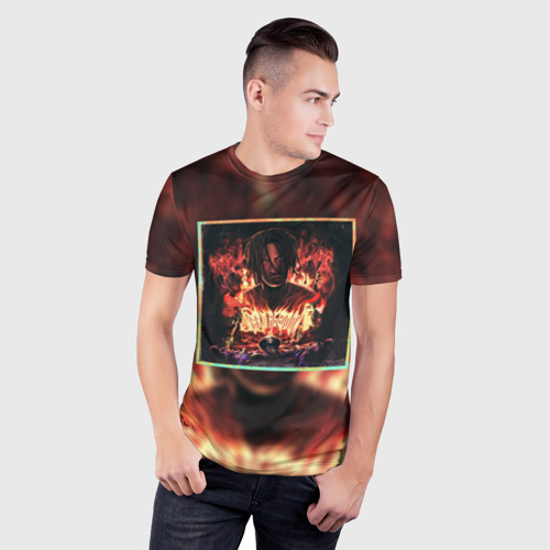 Мужская футболка 3D Slim Karmageddon Kizaru Альбом Кизару огонь, цвет 3D печать - фото 3