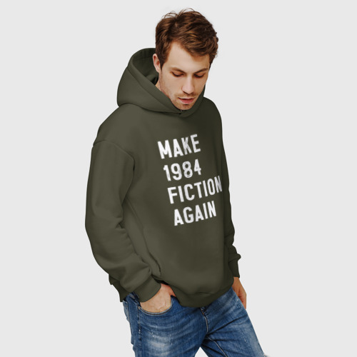 Мужское худи Oversize хлопок Make 1984 Fiction again, цвет хаки - фото 7