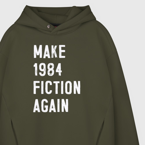 Мужское худи Oversize хлопок Make 1984 Fiction again, цвет хаки - фото 4