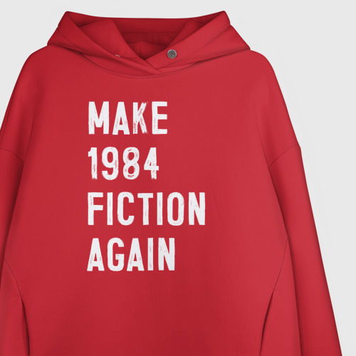 Женское худи Oversize хлопок Make 1984 Fiction again, цвет красный - фото 3