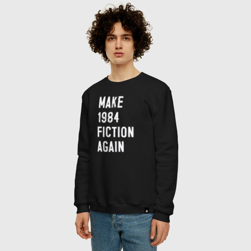 Мужской свитшот хлопок Make 1984 Fiction again, цвет черный - фото 3