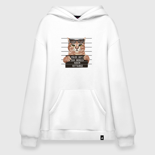 Худи SuperOversize хлопок Bad Cat кот-плохиш, цвет белый