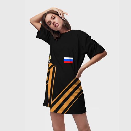 Платье-футболка 3D Герб России - георгиевская лента, цвет 3D печать - фото 3