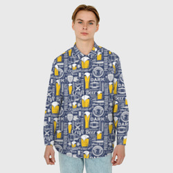 Мужская рубашка oversize 3D Пиво Craft Beer - фото 2