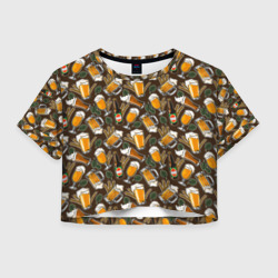 Женская футболка Crop-top 3D Хмель и Пиво