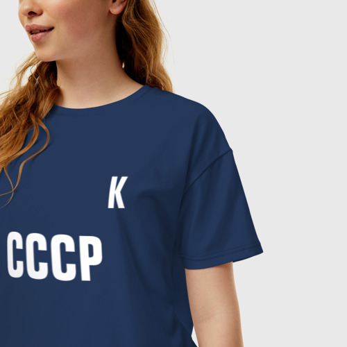 Женская футболка хлопок Oversize Капитан сборной СССР, цвет темно-синий - фото 3