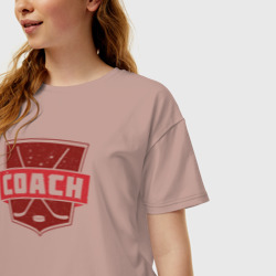 Женская футболка хлопок Oversize Тренер по хоккею - фото 2