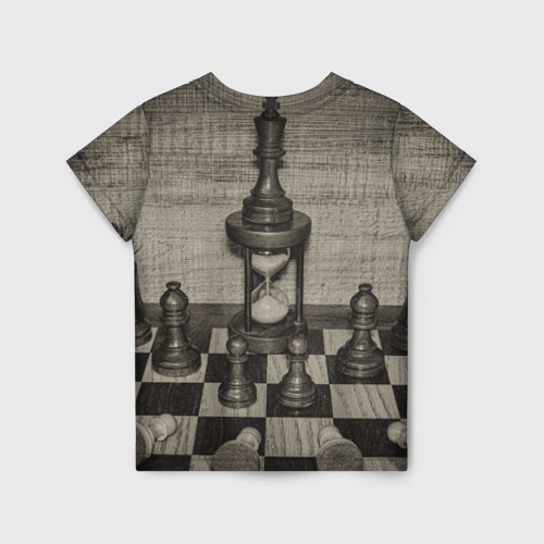 Детская футболка 3D с принтом Старинные шахматы, вид сзади #1