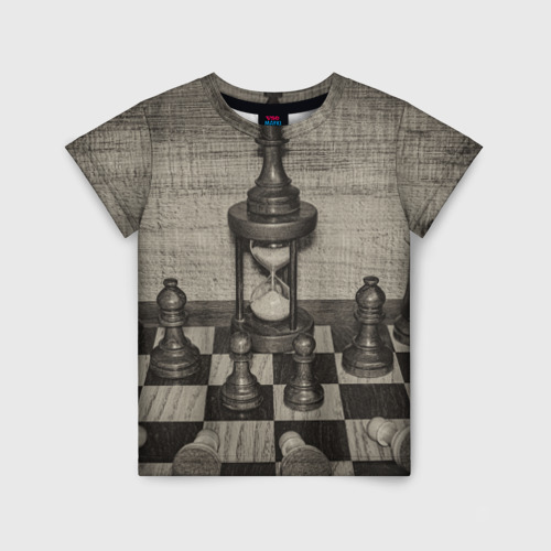 Детская футболка 3D с принтом Старинные шахматы, вид спереди #2
