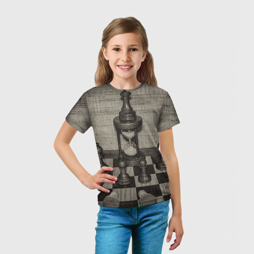 Детская футболка 3D с принтом Старинные шахматы, вид сбоку #3