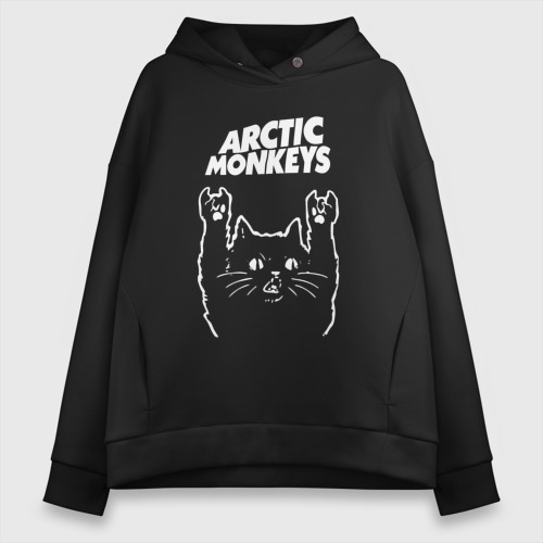 Женское худи Oversize хлопок Arctic Monkeys Рок Кот, цвет черный