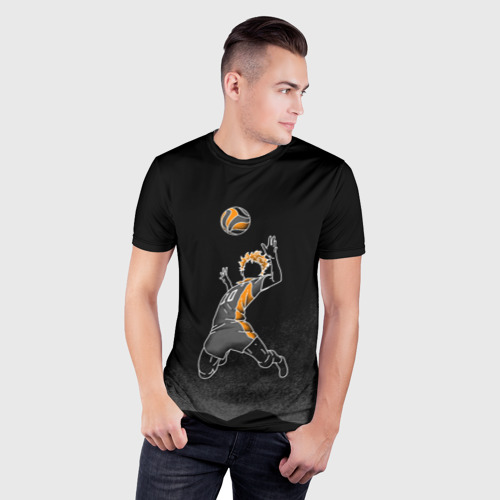 Мужская футболка 3D Slim с принтом ХИНАТА ЛЕТИТ | ВОЛЕЙБОЛ!!, фото на моделе #1