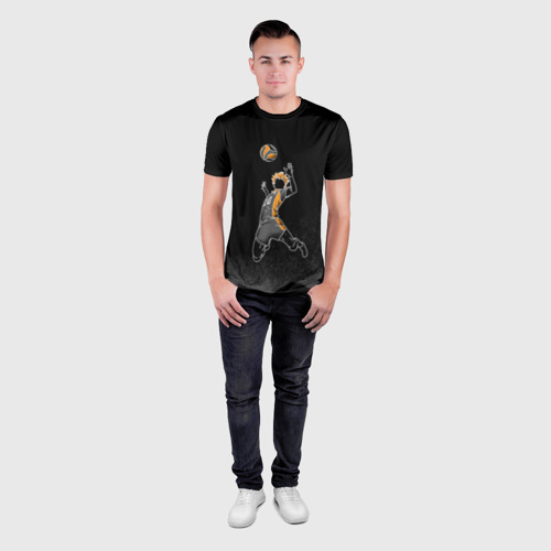 Мужская футболка 3D Slim с принтом ХИНАТА ЛЕТИТ | ВОЛЕЙБОЛ!!, вид сбоку #3