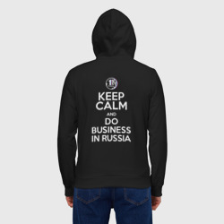 Толстовка с принтом Keep calm and do business in Russia для мужчины, вид на модели спереди №2. Цвет основы: черный