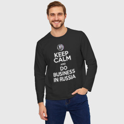 Мужской лонгслив oversize хлопок Keep calm and do business in Russia - фото 2