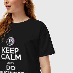 Женская футболка хлопок Oversize Keep calm and do business in Russia - фото 2