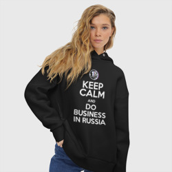 Женское худи Oversize хлопок Keep calm and do business in Russia - фото 2