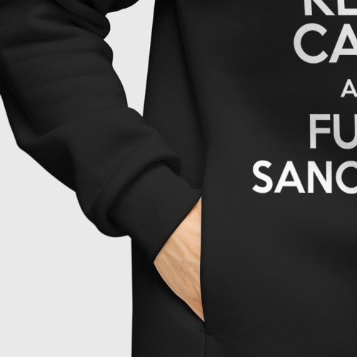 Мужское худи Oversize хлопок Keep calm and fuck sanctions!, цвет черный - фото 8