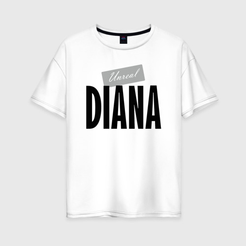 Женская футболка оверсайз из хлопка с принтом Unreal Diana, вид спереди №1