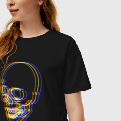 Женская футболка хлопок Oversize Skull Neon - фото 2