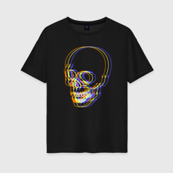 Женская футболка хлопок Oversize Skull Neon